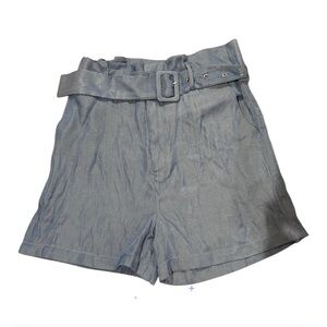 Chocolate Rayon Paper bag waist shorts.